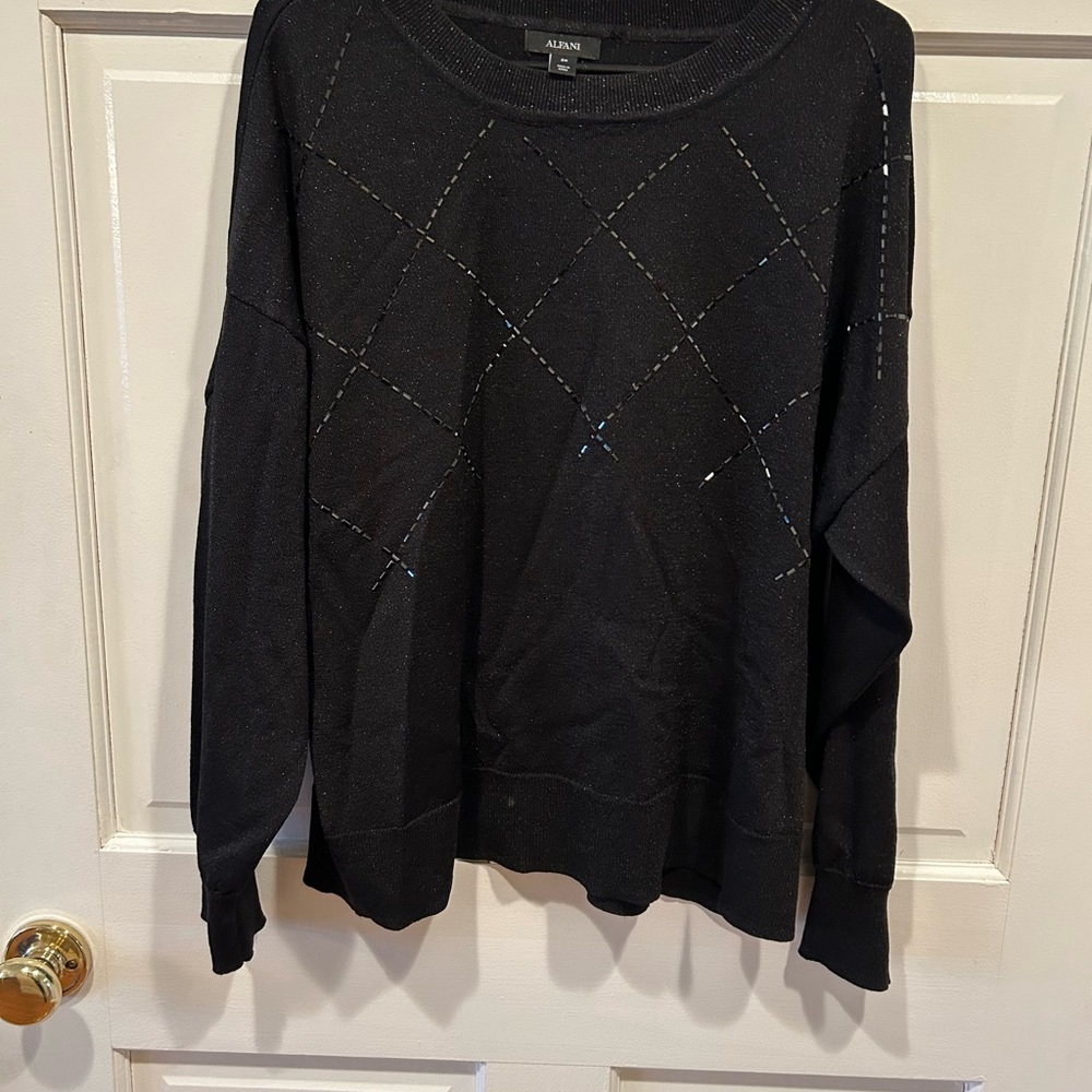 ALANI BLACK WOMANS SWEATER WITH DIAMOND PATTERN SIZE 2X